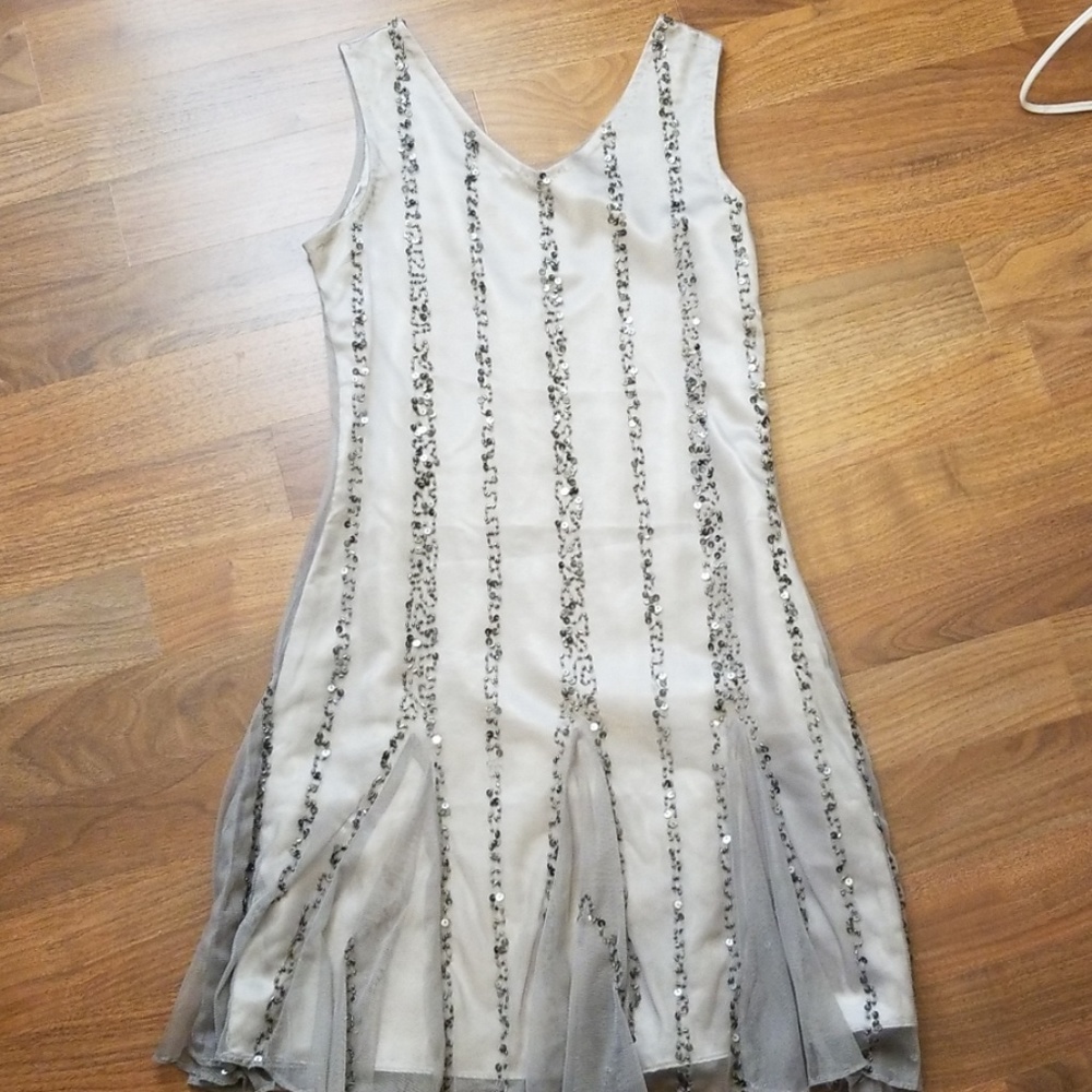 Girls silver and sequin dress